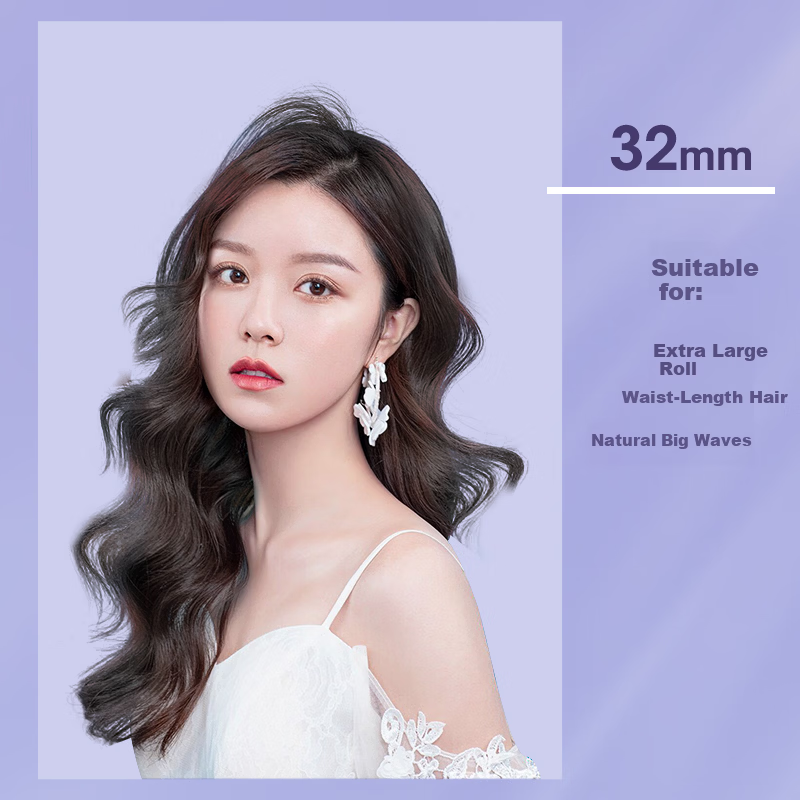 Lena Dual-Channel Negative Ion Curling Iron 32mm Large Barrel Hair Curler Damage-Free Big Waves Electric Curling Wand Bangs Short Hair Curling Iron Gift LN-S10-32