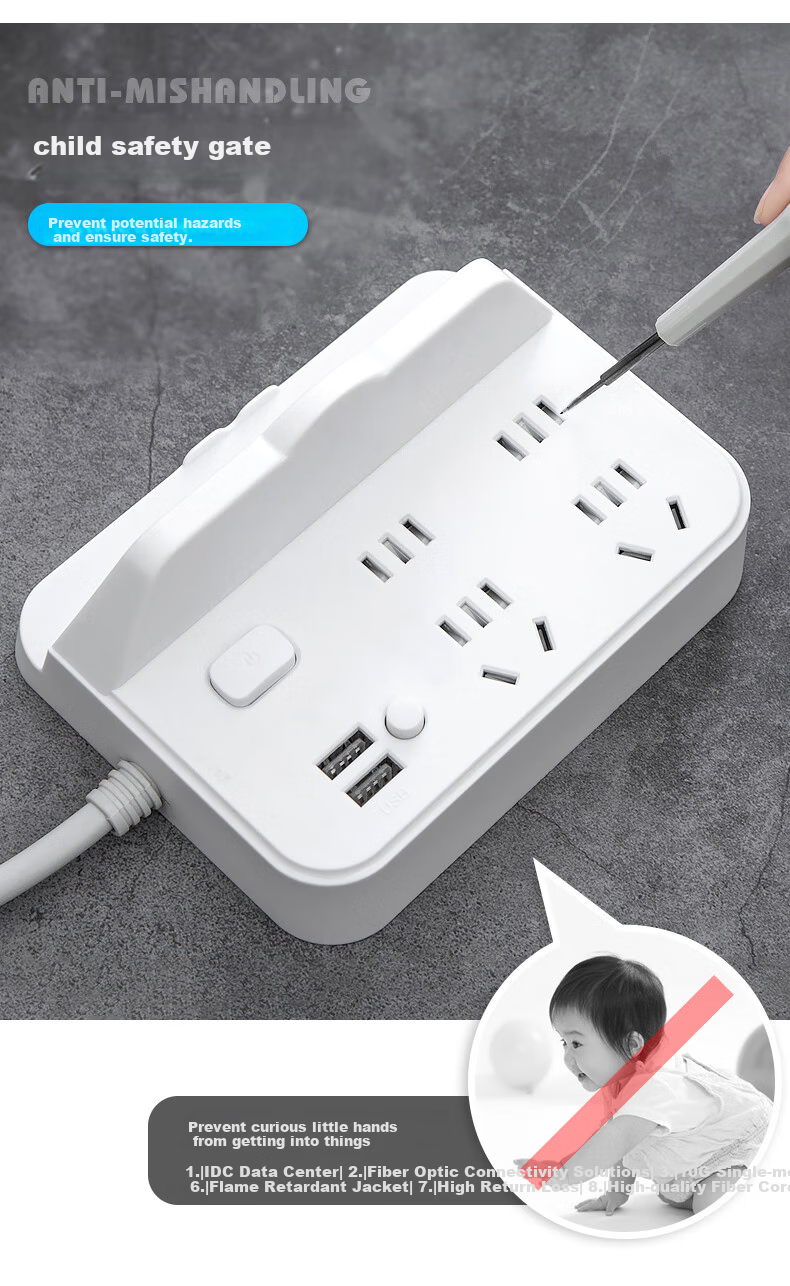 Sushiermo Multifunctional USB Power Strip Socket with Phone Holder, 4 Outlets, 1.8m Cord, Master Switch, Suitable for Office/Desk Use 11