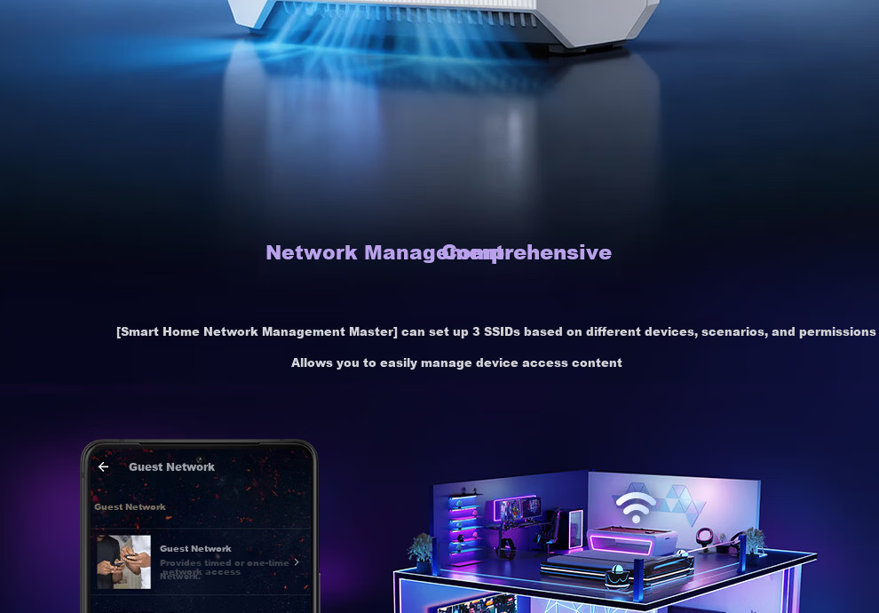 ASUS ROG Magic Box Air WiFi7 Gaming AI Router Home Wireless Gigabit Router Full 2.5G Port Whole House WiFi Aimesh Flexible Setup 18