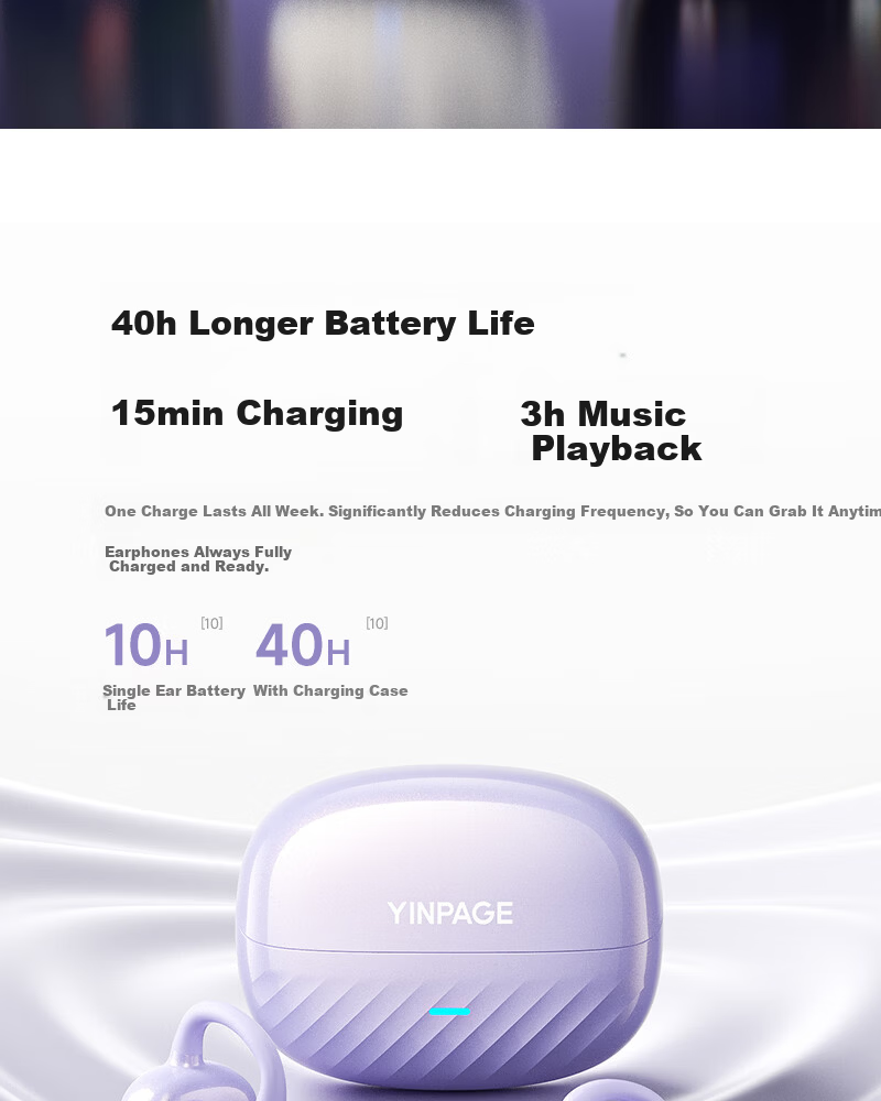 Yinbeiqi New ClipAir Wireless Bluetooth Earphones AI Translation Clip-On Bone Conduction Open-Ear Sports Earhooks for Apple Huawei 22