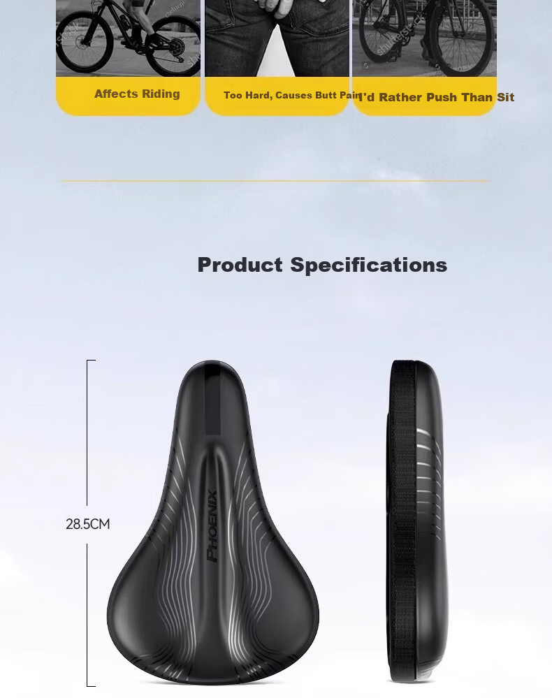 Phoenix Bicycle Seat Cover, Ultra-Soft, Silicone, Thickened, Universal for Mountain And Road Bikes, Soft Cushion Pad 4