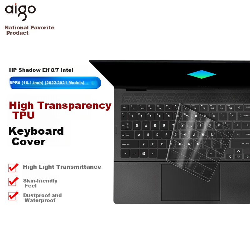 Aigo 2022 Edition Compatible with HP Shadow Elf 8/7 Intel 8Pro (16.1-inch) Laptop Keyboard Film High Transparency Ultra-thin TPU Invisible Keyboard Protective Film