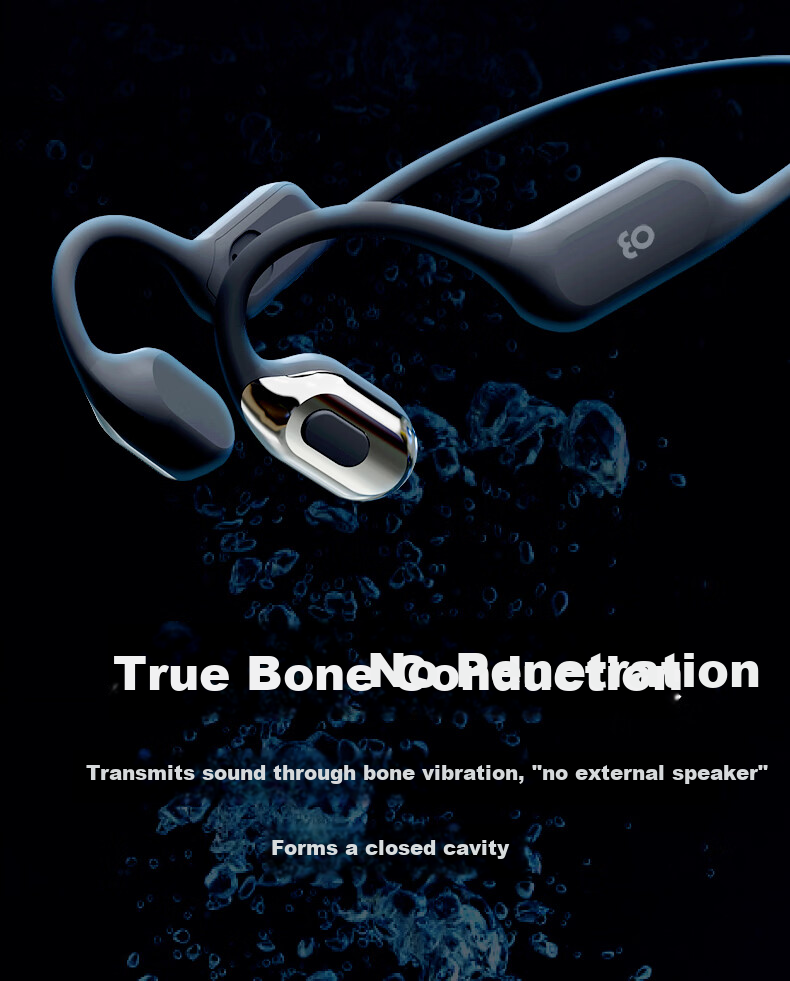 Guling New W80 Professional Bone Conduction Swimming EO Earphones Ear-Hook Sports Running Open Wireless Bluetooth In-Ear Waterproof Compatible with Apple Huawei Feisha Black 6