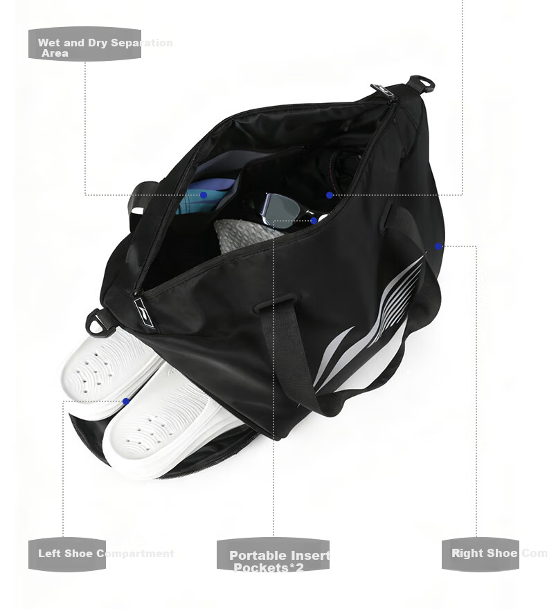 LI-NING Swimming Storage Bag Wet and Dry Separation Large Capacity Waterproof Crossbody Bag for Men and Women 7561 Black 4