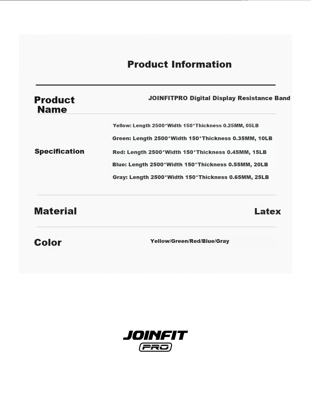 JOINFIT Digital Display Resistance Band Yoga Pull Band Fitness Training Pro Edition Blue 20lbs X.R.012D-J 4