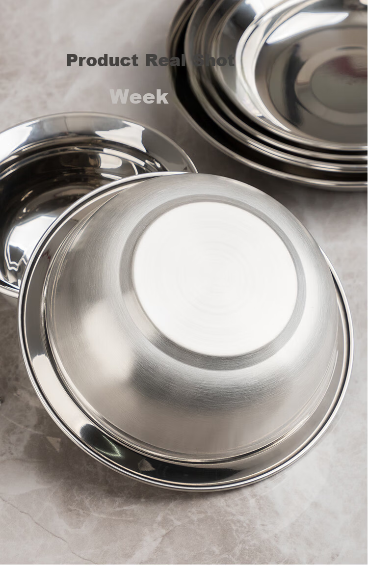 Banwu Life 316 Stainless Steel Food Grade Soup Bowl 20cm Large Steaming Bowl Household Rice Bowl Salad Bowl Noodle Bowl 10