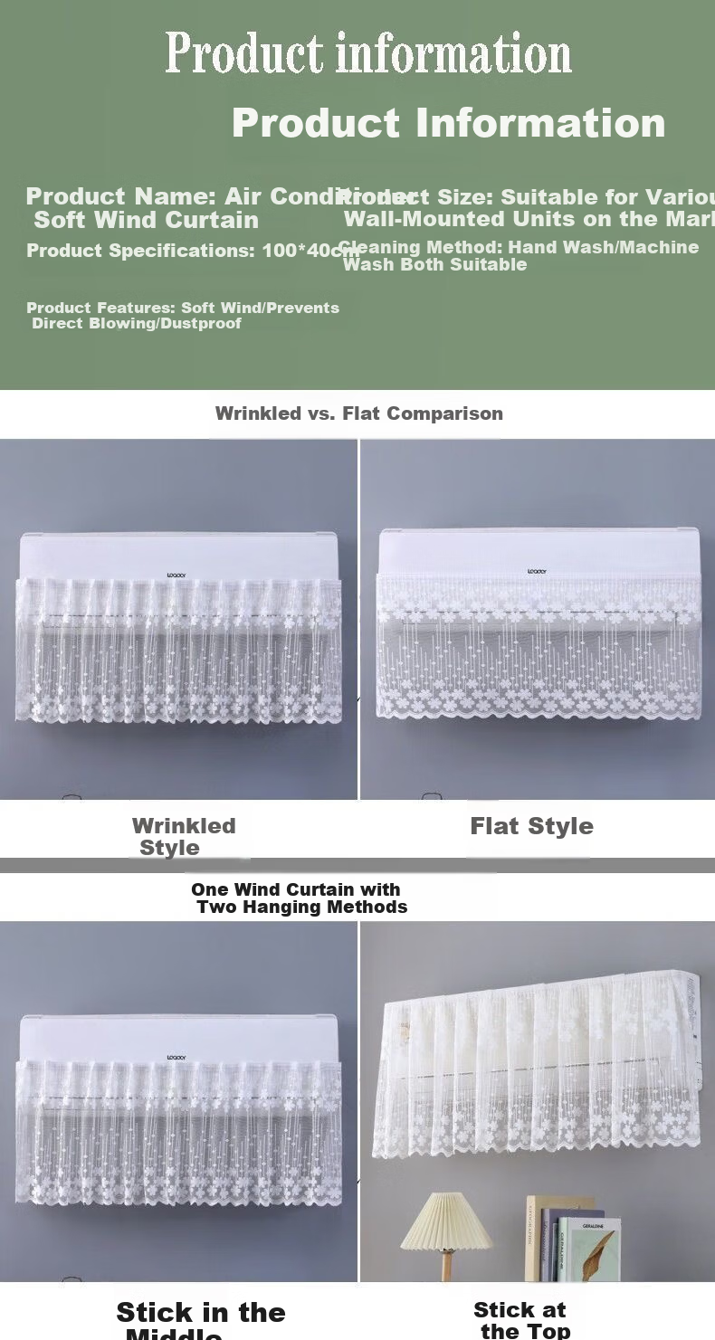 XIAOHUANGHOU Air Conditioner Wind Deflector, Anti-Direct Blowing, Universal Dust Cover for Wall-Mounted Units, Fabric Happiness Bear 3