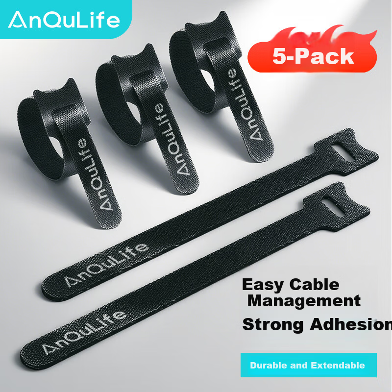 ANQULIFE Desktop Computer Magic Tape Cable Organizer Wire Management Strap with Cat Eye Cable Tie AQ-D008