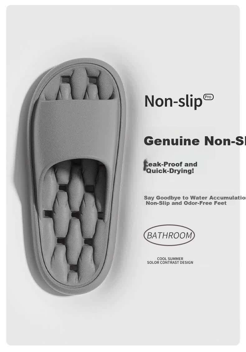 Ganmai Bathroom Leakproof Slippers for Men Indoor Home Non-Slip Quick-Dry EVA Hollow Out Sandals Gray Size 40-41 3
