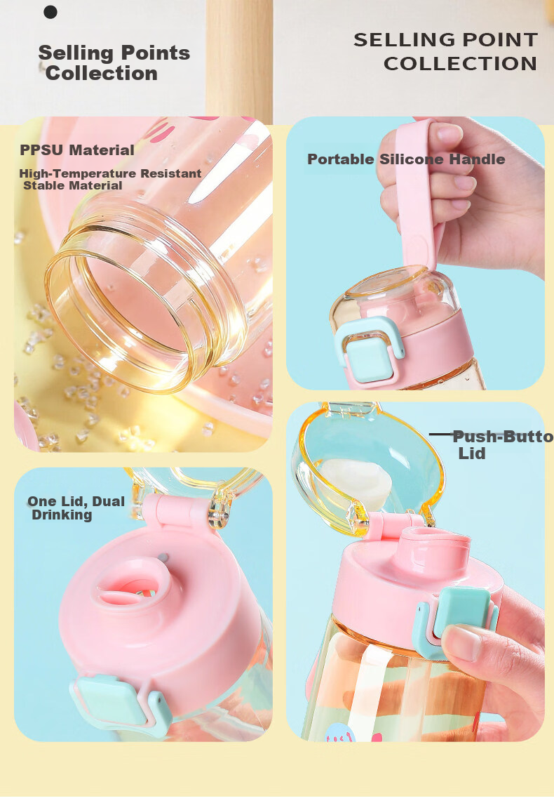 FGA Fugang PPSU Children's Straw Cup Unisex Summer Plastic Water Bottle Student High-Value Large Capacity Sports Water Bottle 1