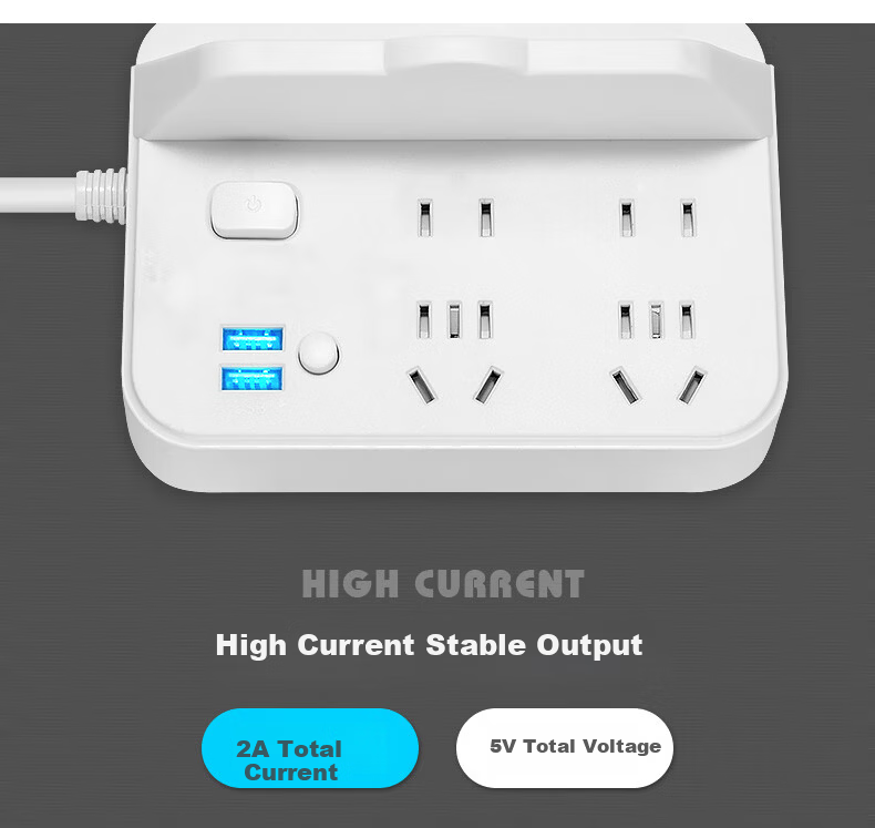 Sushiermo Multifunctional USB Power Strip Socket with Phone Holder, 4 Outlets, 1.8m Cord, Master Switch, Suitable for Office/Desk Use 9