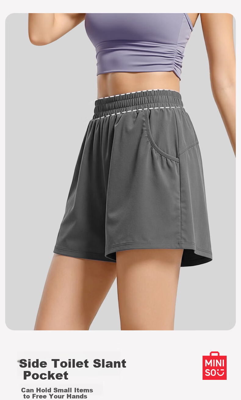 MINISO Sports Shorts M Recommended Weight 95-105 Jin Starry Black Peach Pleated Shorts 3