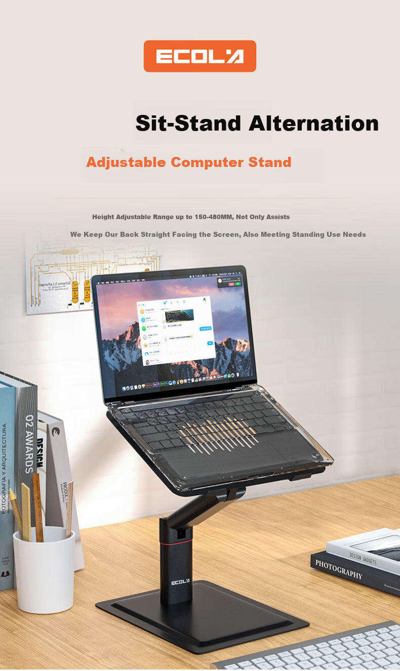 ECOLA Computer Stand Adjustable Laptop Riser Cooling Stand Compatible with Apple/Lenovo/Huawei Douzhanzhe Zhan7000 AT37BK 1