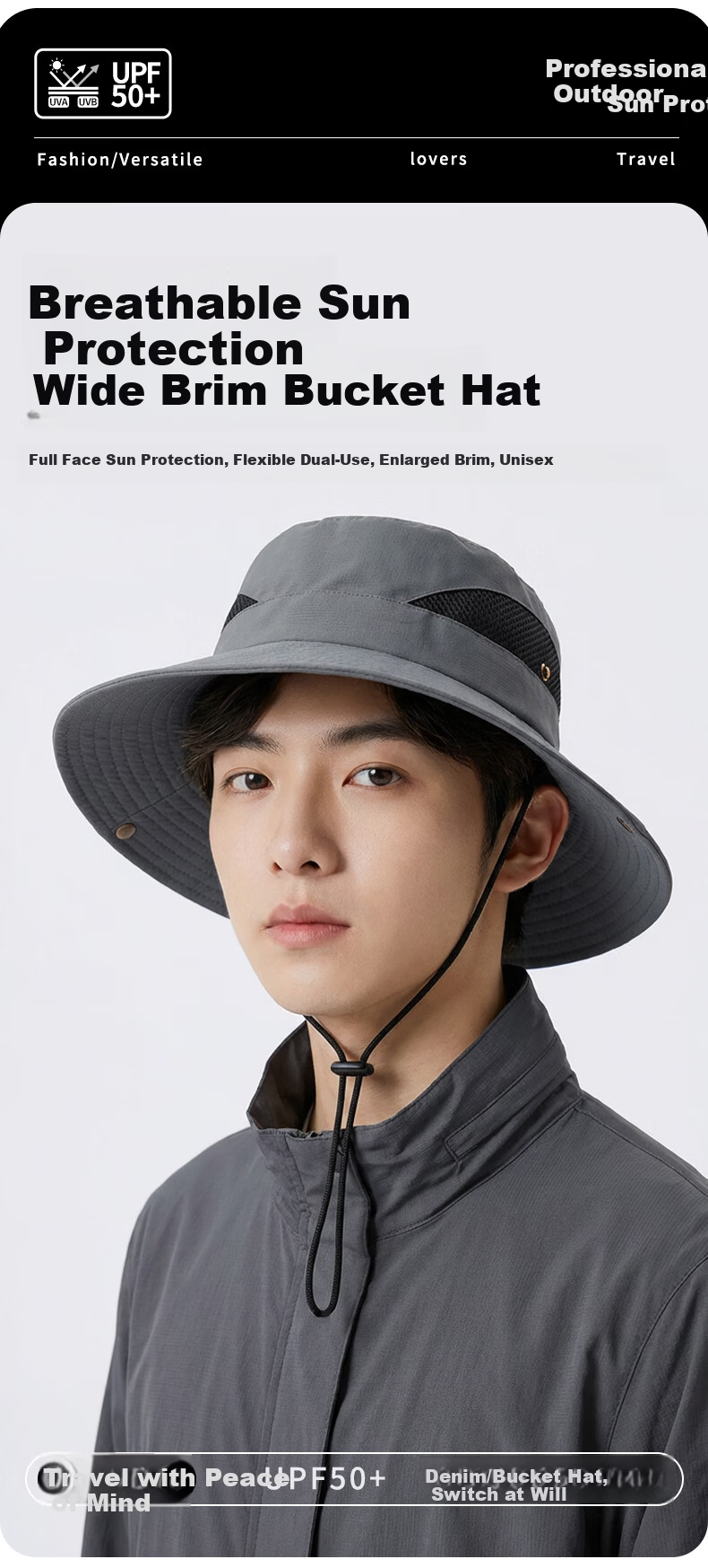 CARTELO Men's Sun Protection Hat UV Protection Fishing Bucket Hat Outdoor Summer Sunshade Cap 1