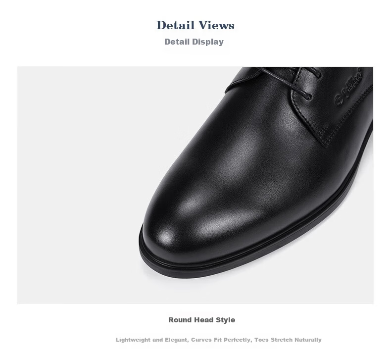 Goldlion First Layer Cowhide Men's Lace-up Pure Color Casual Business Formal Leather Shoes Black Size 40 7