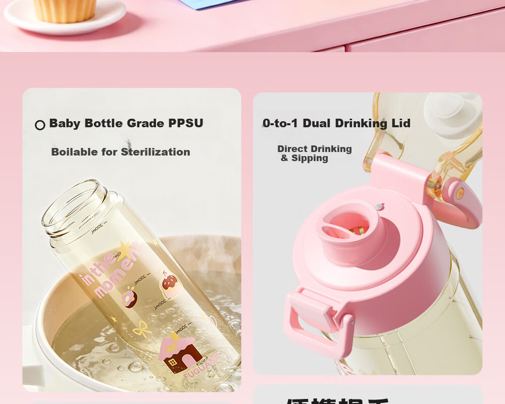FUGUANG Children's PPSU Dual-Use Straw Cup Student School Water Bottle for Boys and Girls Pregnant Women High-Temperature Resistant Plastic Cup 2