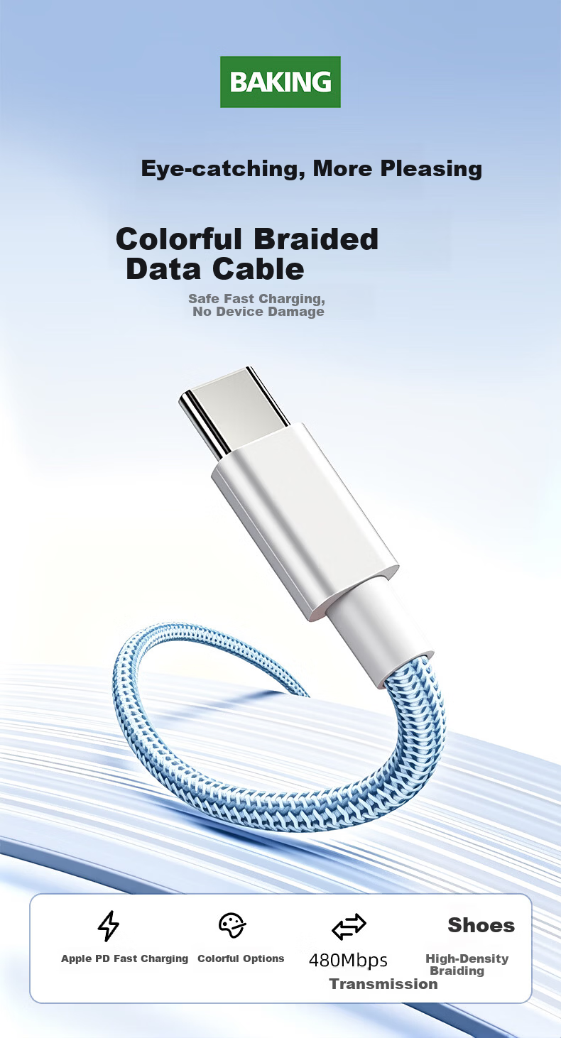Baking 3-in-1 100W Fast Charging USB Cable Compatible with Apple iPhone Xiaomi OPPO Samsung Huawei Vivo Android Car Charger 1