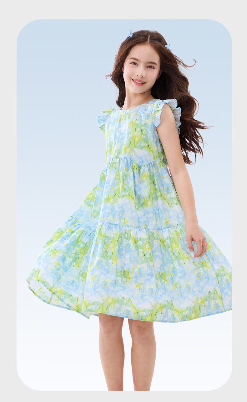 Disney Girls Summer Dress Cotton Princess Dress for Older Children 1A148 Dreamy Blue Size 130 8