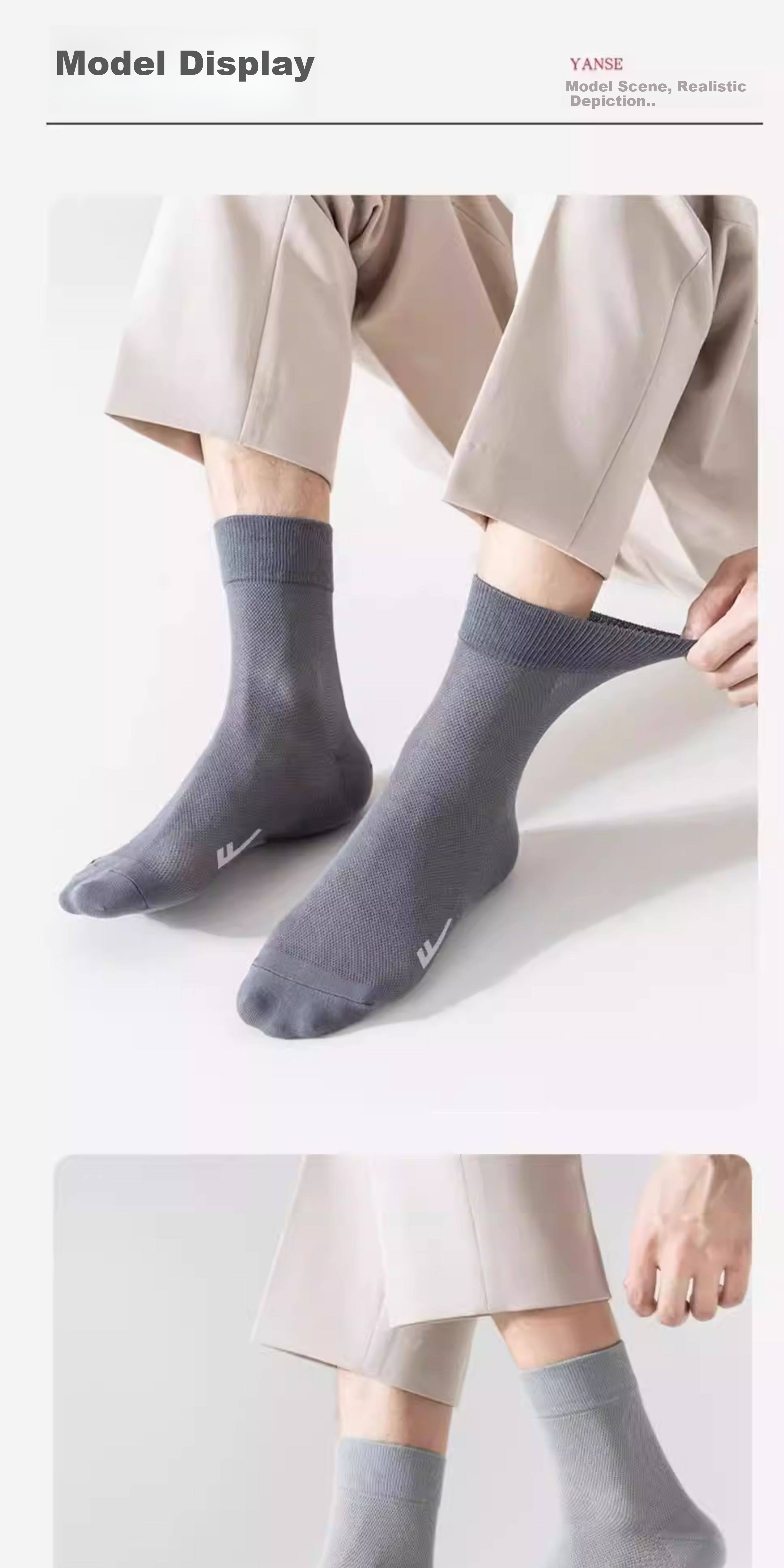 Warrior Men's Socks, Summer Thin Breathable Double-Sided Mesh Mid-Calf Socks, Xinjiang Cotton 7A Antibacterial Sweat-Absorbing Odor-Resistant Sports Socks 11