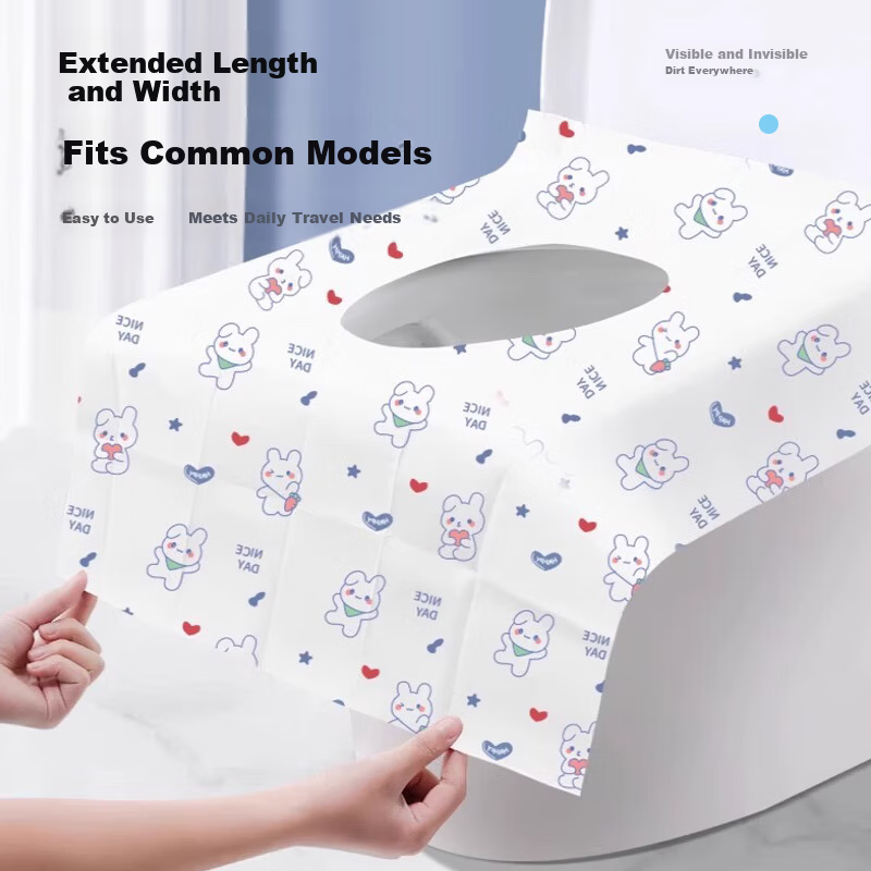 Etravel Disposable Toilet Seat Covers [50 Pieces] Maternity Cushion Travel Extra Large Thick Waterproof Little Rabbit