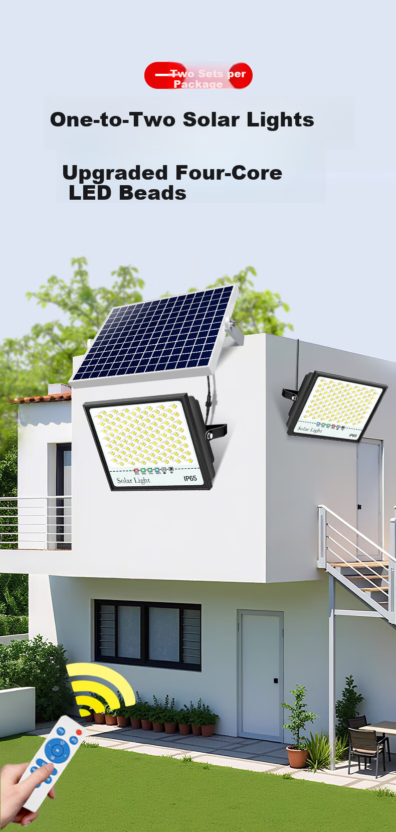Xiangzhe Solar Outdoor Lighting Solar Garden Light Waterproof LED Three-Sided Outdoor Street Lamp for Home and Rural Use 5