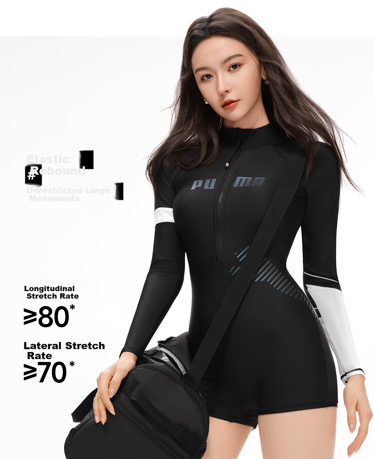 PUMA Women's Long Sleeve One-Piece Swimsuit UV Protection Surfing Swimwear for Swimming Pool Spa Premium Swimwear 6