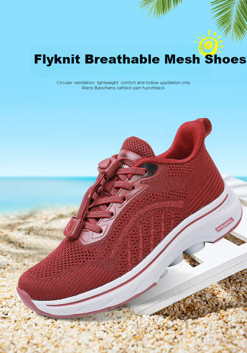 Anglerfish Summer Breathable Mesh Mom Casual Shoes Sports Walking Shoes Elderly Old Beijing Cloth Shoes A6000 Red 38 1