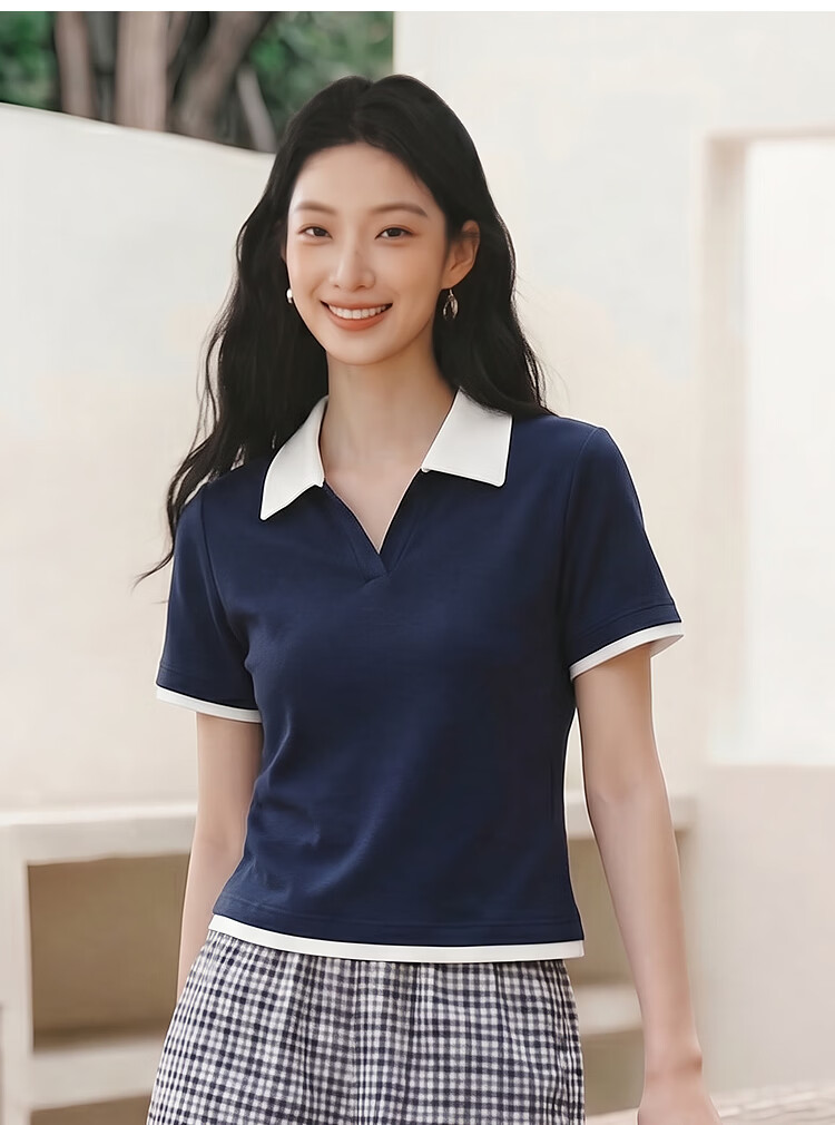 Semir Mall Same Style | Women's Summer Polo Shirt Fake Two-Piece Slim Fit 2026 Petite Pullover 101326115001 15