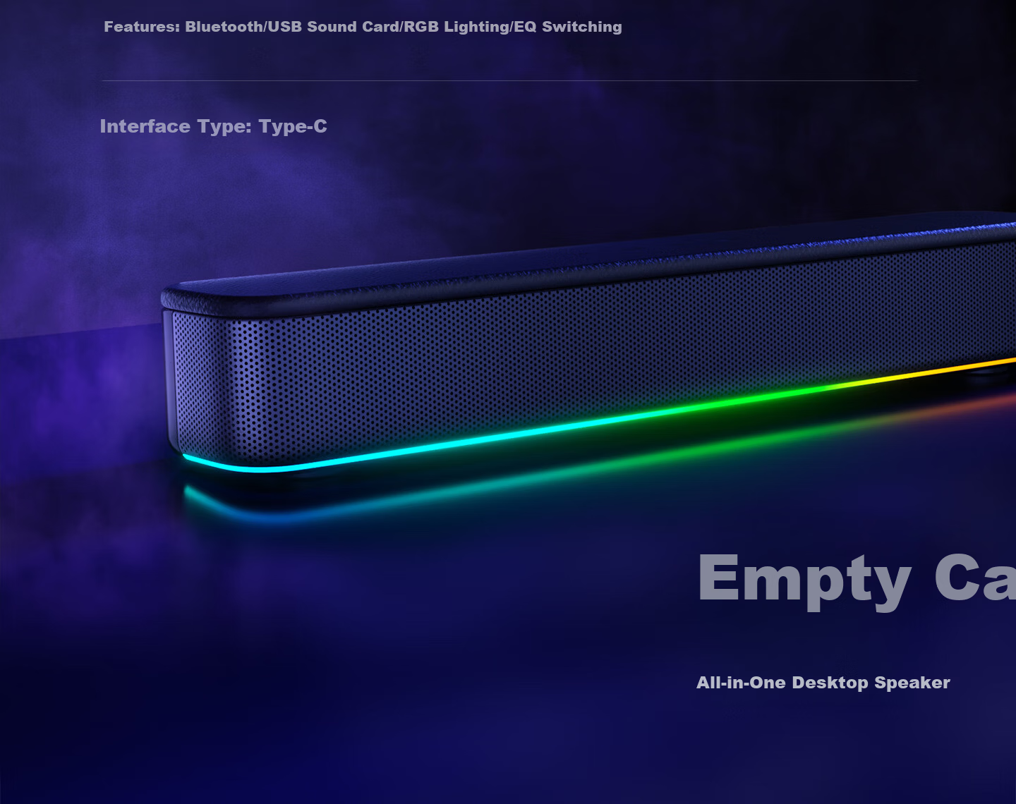 HP Konggu Bluetooth Wired Desktop Computer Subwoofer Touch RGB Gaming Soundbar Black 24