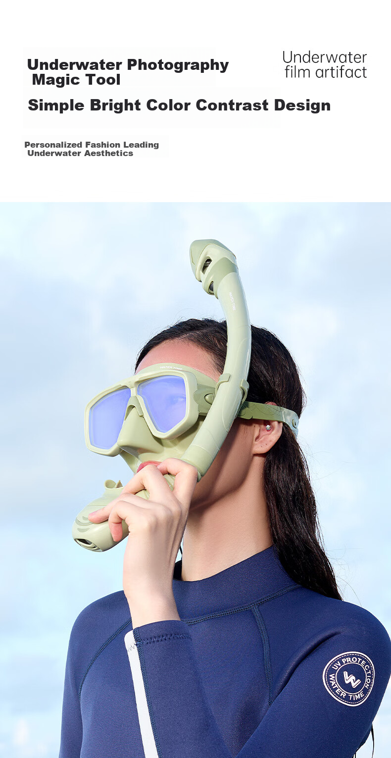 WATERTIME / Shuichuan Snorkeling Mask Set with Coated Lens and Snorkel, White 6