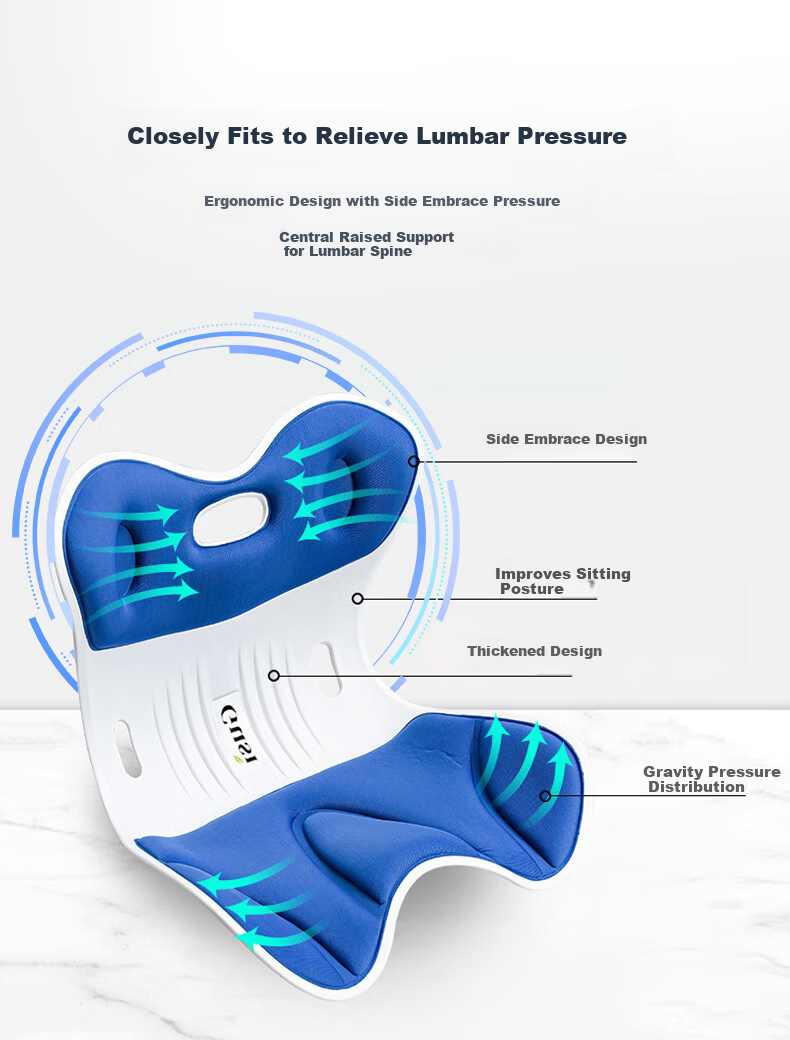 Gusi Lumbar Support Seat Cushion Integrated Backrest Ergonomic Breathable Chair Pad for Long Sitting Comfort 13