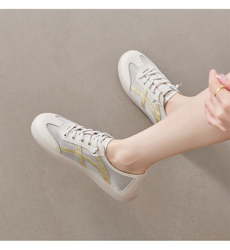 ZHR Women's Shoes, Summer New Style Mesh Breathable White Sneakers, Genuine Leather Training Sports Shoes for Women, A67E White Blue Size 37 32