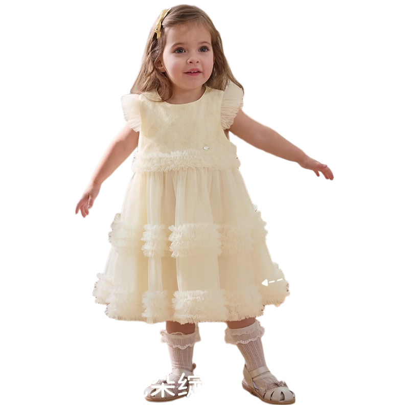 DAVE & BELLA Girls' Summer Dress, Children's Tulle Princess Dress, First Birthday Party Dress, Baby Girl's Birthday Outfit