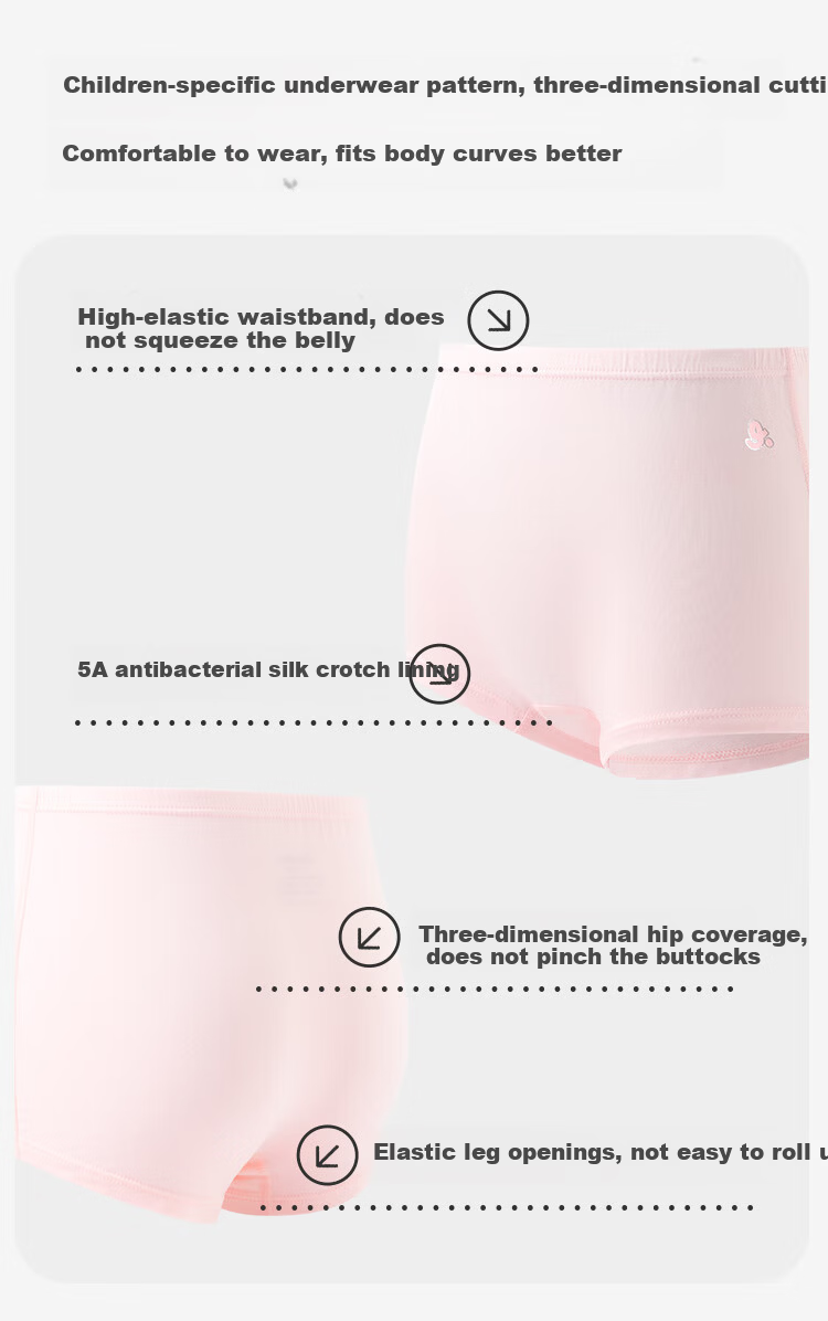 Jiusuibian Kids Sweat-Wicking Girls' Underwear 50S Modal Thin Boxer Briefs Antibacterial Cartoon Sports Shorts for Older Girls 3