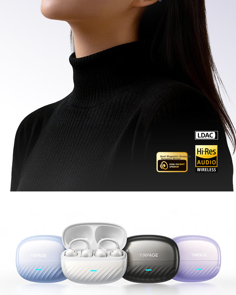 Yinbeiqi New ClipAir Wireless Bluetooth Earphones AI Translation Clip-On Bone Conduction Open-Ear Sports Earhooks for Apple Huawei 3