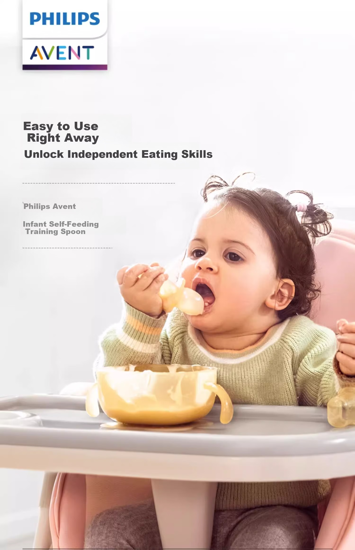 AVENT Philips Silicone Spoon, Baby Food Self-Training Soft Spoon, Feeding Utensils, Nursing Soft Auxiliary Spoon Set Sold by JD 1