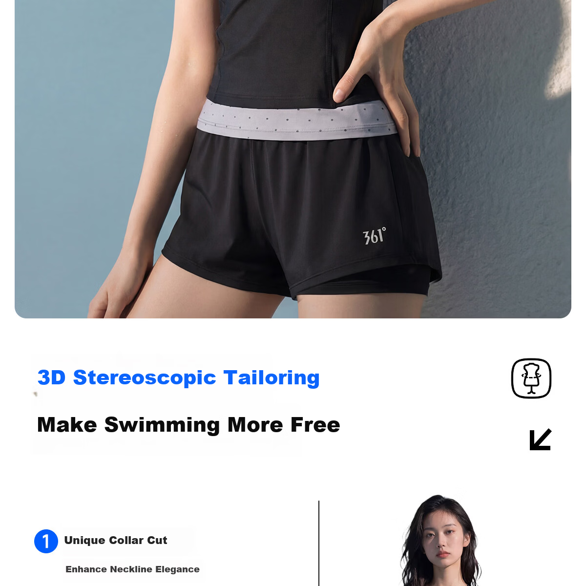 361° Women's Two-Piece Short Sleeve Tankini Swimsuit, High-Waist Slimming Conservative Plus Size Swimwear for Swimming and Hot Springs 3