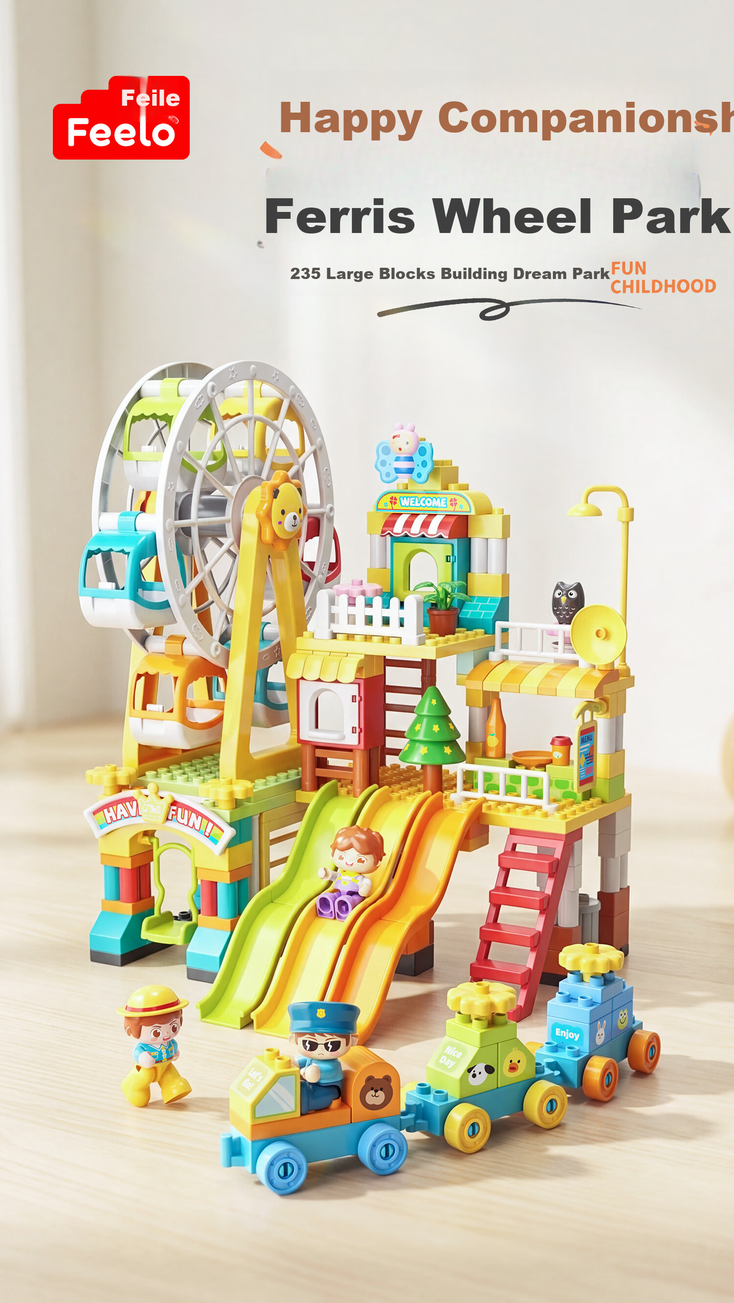 FEELO Compatible Large Building Blocks Toy for Boys and Girls Children's Day Gift Amusement Park Y42008 Bucket 1