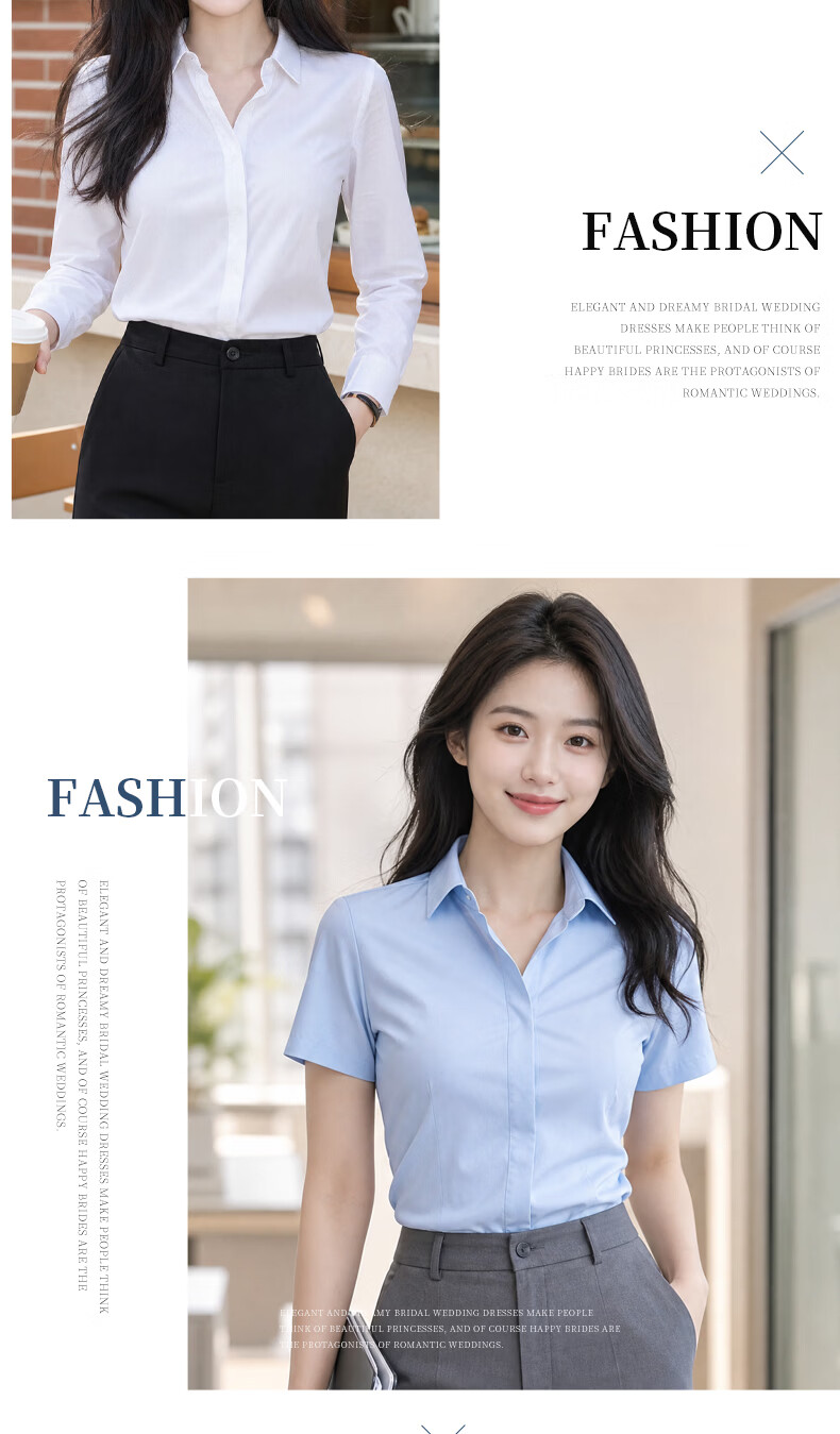 Chaoxu Women's White Shirt 2026 Spring Summer Long Sleeve Professional Business Non-Iron Simple Versatile Formal Wear 12