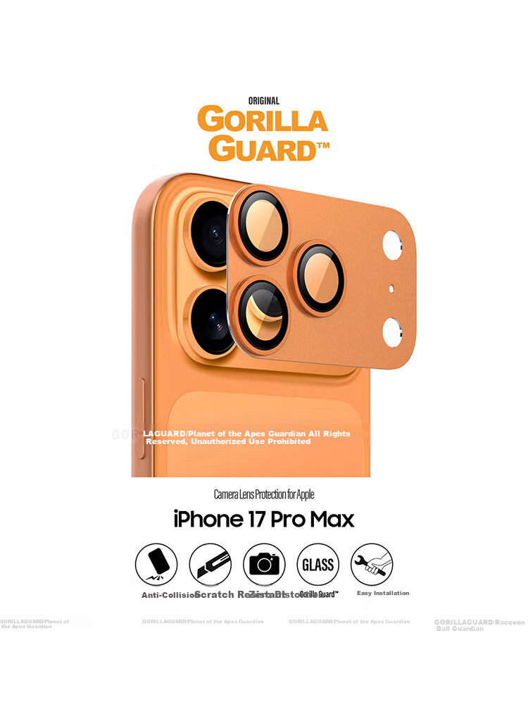 Ape Guard HD Full Coverage Lens Protector for Apple iPhone 17 Pro Max AR Anti-Reflective Ultra-Thin Alloy Tempered Glass Screen Protector Orange 1