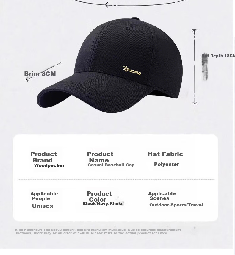 TUCANO Men's Baseball Cap Hard Top Vintage Duckbill Cap Women's Four-Season Outdoor Sports Fishing Sunshade Sun Protection Hat 17