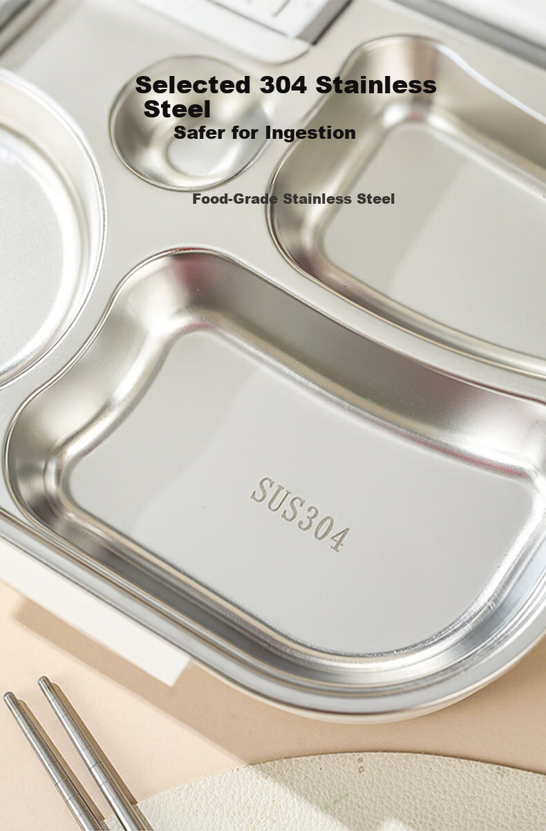 Baoshi Insulated Lunch Box Stainless Steel Bento Box for Office Workers and Students Microwave Double Layer with Insulation Bag 2