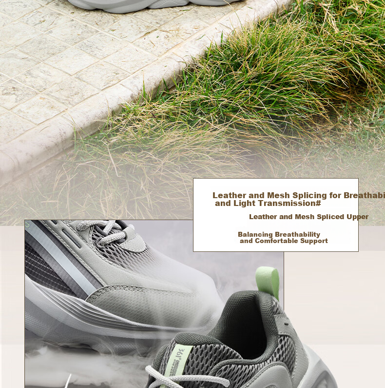 361° Men's Mianyun Spring Summer New Thick Sole Commuter Breathable Retro Casual Dad Shoes 672626703-4 6
