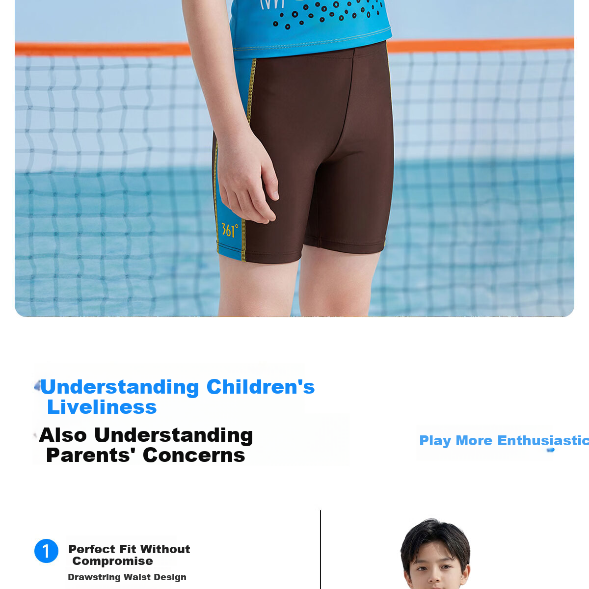 361° Children's Swimwear, Boys' Two-Piece Swimsuit for Young And Older Kids, Swimming Trunks Set, Student Sports Hot Spring Swimwear 4