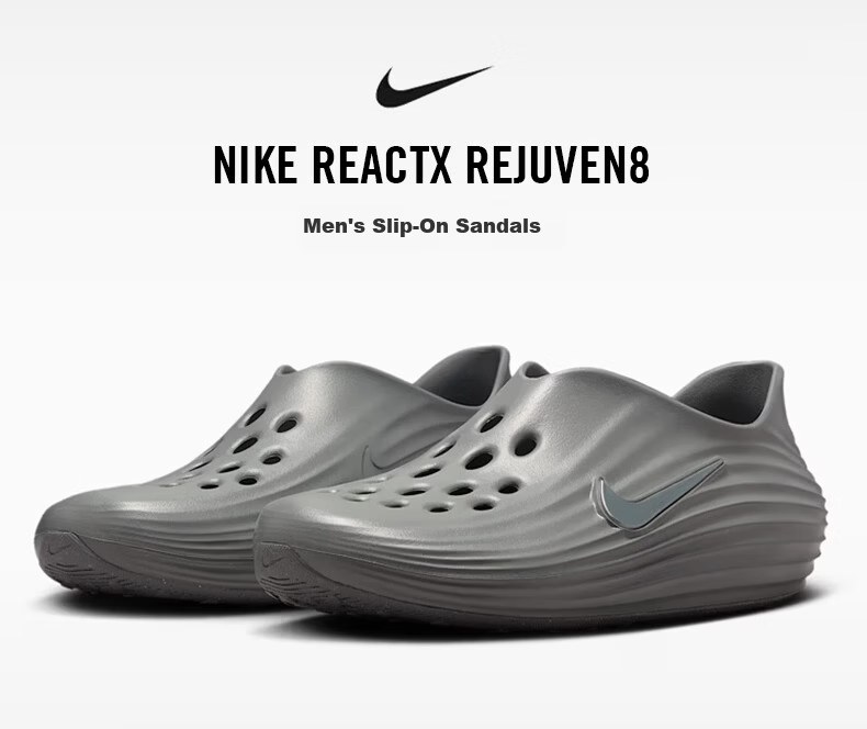 Nike Men's Slippers REACTX REJUVEN8 Sports Shoes HV5060-002 Gray Size 45 1