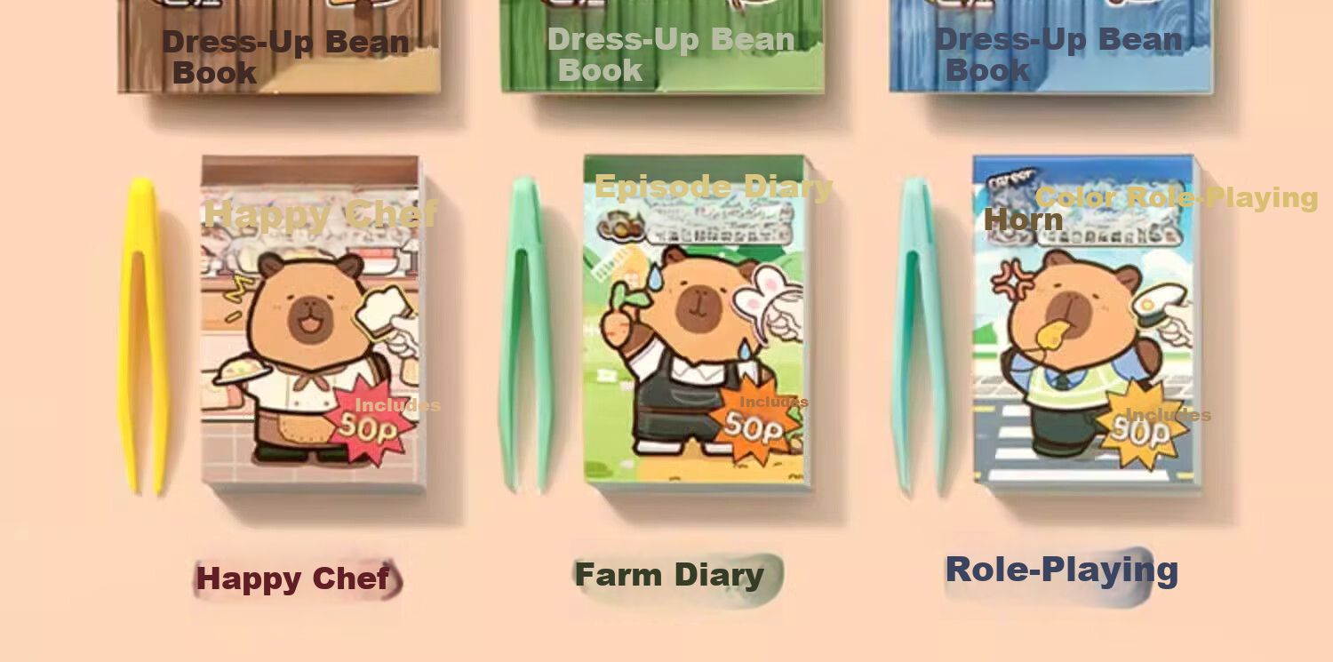 Class 3-2 Capybara Dress-Up Doudou Book Dress-Up Wardrobe Sticker Album DIY Children's Craft Sticker Book Cute Cartoon Princess Toy Book Role Play (Blue) 4