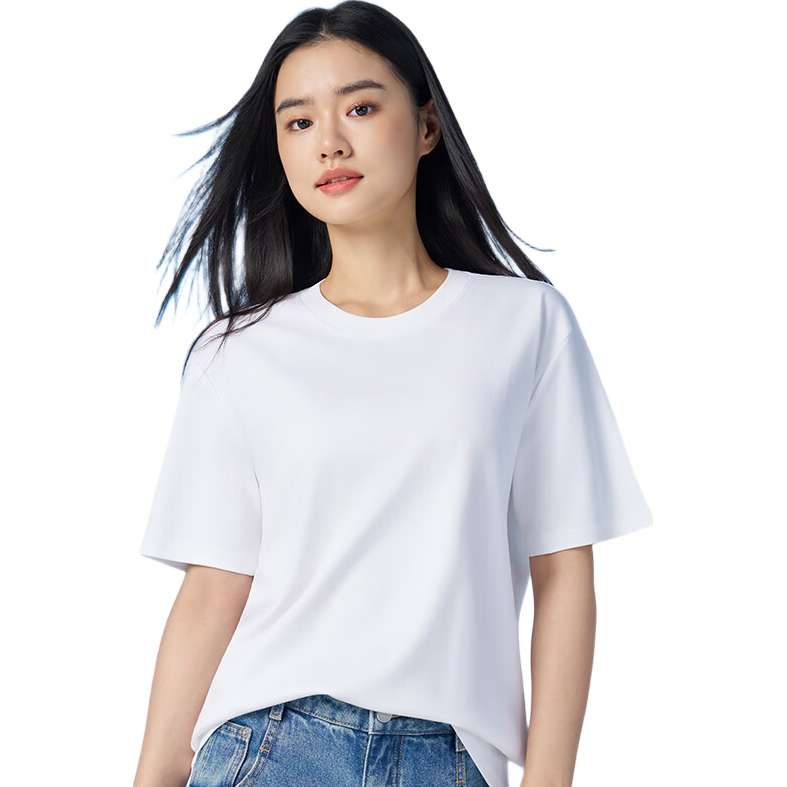 Langsha 25th Anniversary New Arrival [Ren Jialun Celebrity Endorsed Quality] White Heavyweight Pure Cotton Short Sleeve T-Shirt for Men and Women