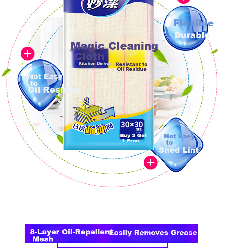 MIAOJIE Soft Cotton Cleaning Cloth, 30*30cm, 5-Pack, Absorbent And Oil-Resistant, Kitchen Wiping Cloth, Household Dishwashing Towel 15
