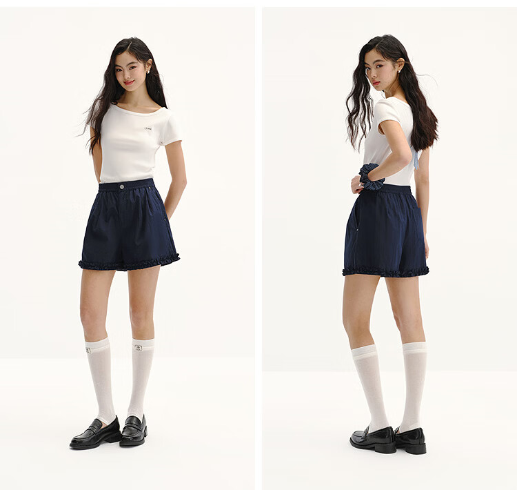 Semir Casual Pants Women Summer Ruffled Loose Pleated Elastic Waist Shorts 2026 101326125001 15