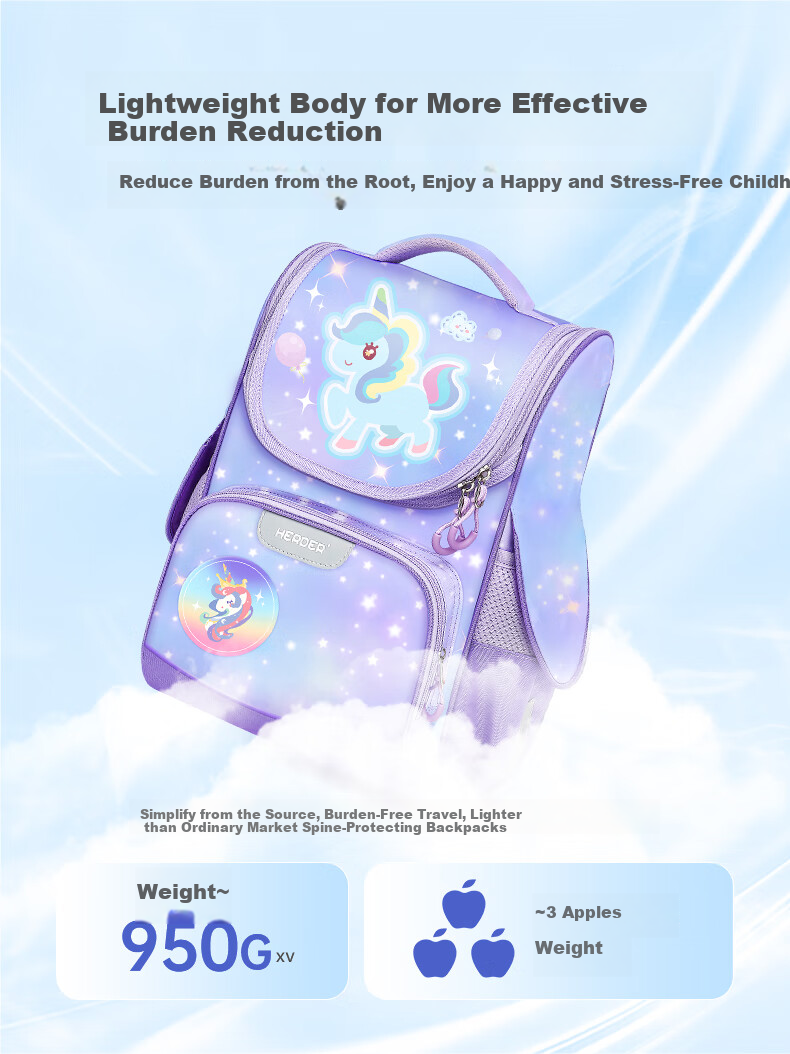 Herder Kids School Backpack 2025 New Model Grade 1-3 Cloud Sensing Spine Protection Ultra-Lightweight Unisex Shoulder Bag 7